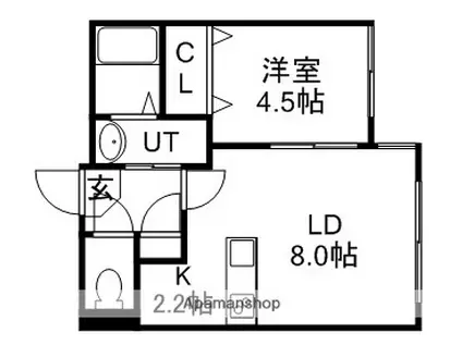 ライフジュエル南郷通(1LDK/4階)の間取り写真