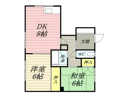 平岸6ー13一棟二戸(2DK)の間取り写真