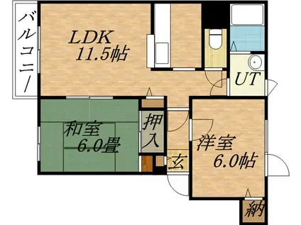 アルカディア大谷地(2LDK/2階)の間取り写真