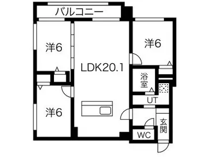 ジュビリー平岸(3LDK/5階)の間取り写真