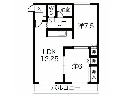 VILLA FUKUZUMI(2LDK/2階)の間取り写真