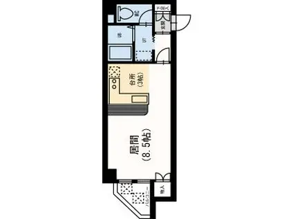 藤井ビル中の島2(1DK/1階)の間取り写真