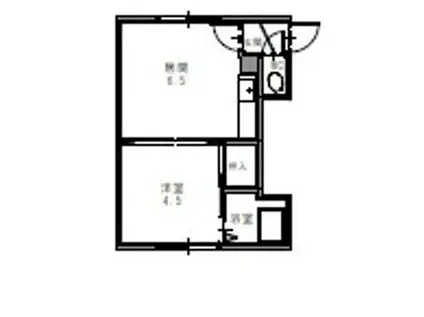 ノーサイド(1DK/2階)の間取り写真