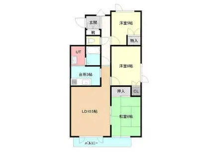 ドミール中央(3LDK/2階)の間取り写真