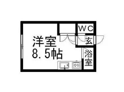 ヴェルディ厚別(1K/2階)の間取り写真