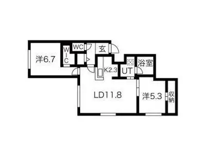 コローレ月寒東(2LDK/3階)の間取り写真