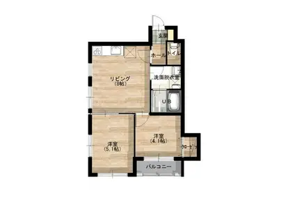 MARVIN(2DK/3階)の間取り写真