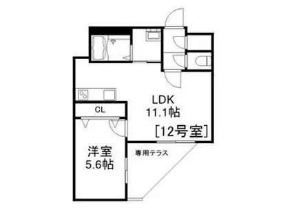 ALIVIS美園(1LDK/1階)の間取り写真