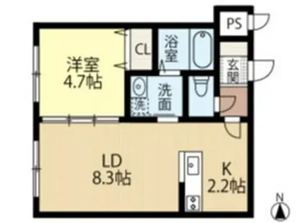 LOTUS FLEUR1(1LDK/1階)の間取り写真