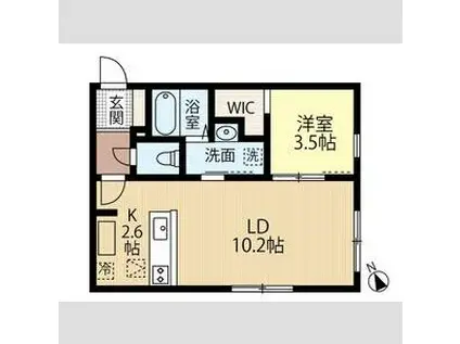 ブリーゼ中の島(1LDK/2階)の間取り写真