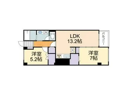 はまなすコーポ(2LDK/5階)の間取り写真