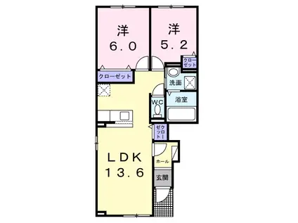ヴィラ・サルターレ(2LDK/1階)の間取り写真