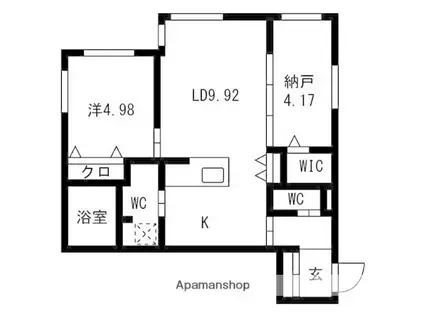 URBAN FLATS 中の島(2LDK/1階)の間取り写真