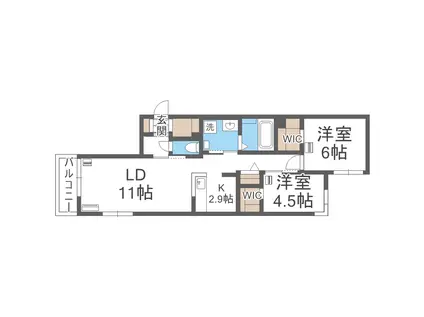 エフュート福住(2LDK/4階)の間取り写真