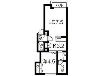 リブレア厚別(1LDK/1階)の間取り写真