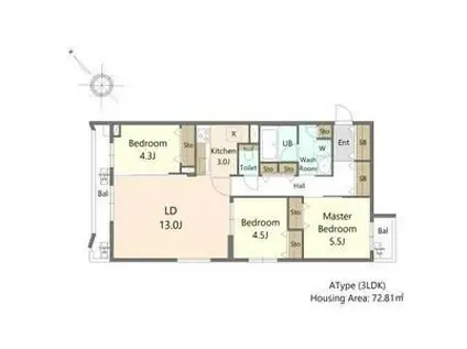 SーRESIDENCE東札幌BLING(3LDK/4階)の間取り写真