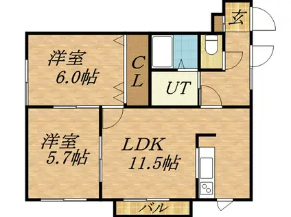 第3フジハイム(2LDK/2階)の間取り写真