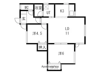 ESハイツB(2LDK/1階)の間取り写真
