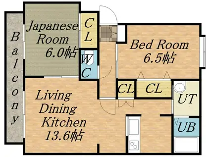 パークハイツD(2LDK/4階)の間取り写真