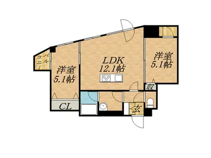 PARTIRE創成イースト(2LDK/10階)の間取り写真