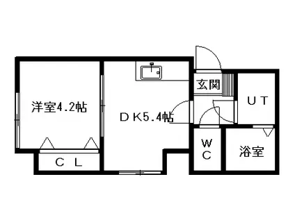 センターヒルズ20(1DK/2階)の間取り写真