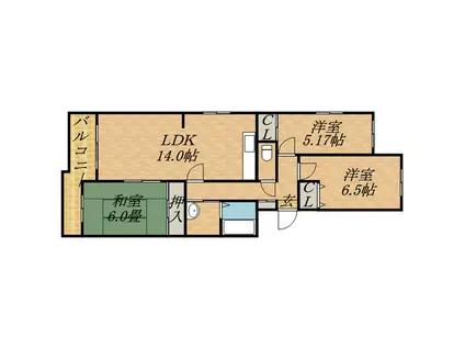 グリターパレス(3LDK/5階)の間取り写真