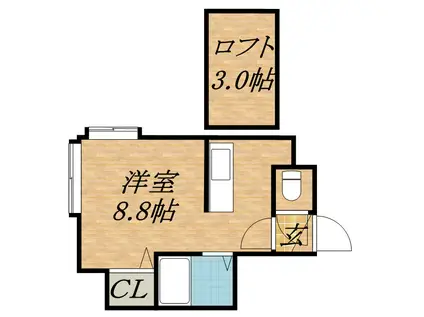 クランベリー13(1DK/2階)の間取り写真