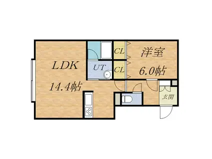 セレーノⅡ(1LDK/1階)の間取り写真