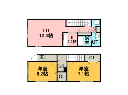 ルミエール 廉(2LDK/1階)の間取り写真