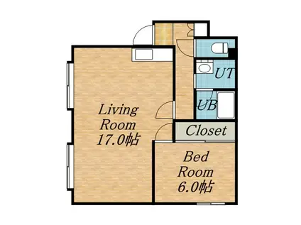 ロイヤルハイツ23(1LDK/1階)の間取り写真