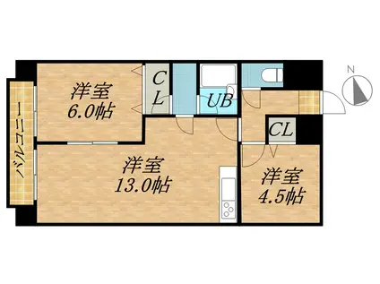 第2井川ハイツ(2LDK/7階)の間取り写真