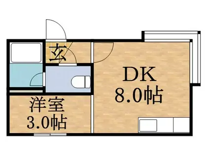 エスポアール壱番館(1DK/2階)の間取り写真