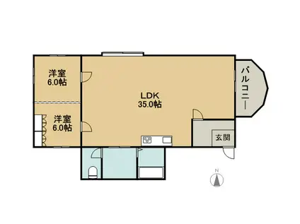 山弘プレイス(2LDK/2階)の間取り写真