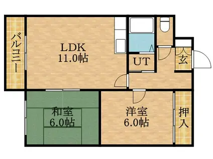 マンションえむず(2LDK/6階)の間取り写真