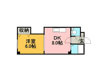 地下鉄環状通東ビル(1DK/3階)の間取り写真
