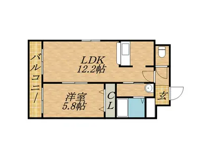 サンコート北7条 弐番館(1LDK/4階)の間取り写真