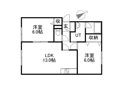 ノースインタカマツⅡ(2LDK/2階)の間取り写真