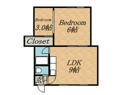 マイルーム34(2DK/2階)の間取り写真