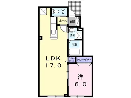 フロンティアノヴァ(1LDK/1階)の間取り写真