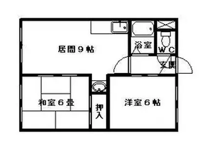 ラフォーレ北海(2DK/1階)の間取り写真