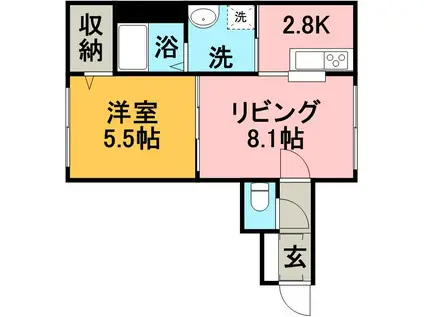 グランメール北18条(1LDK/4階)の間取り写真