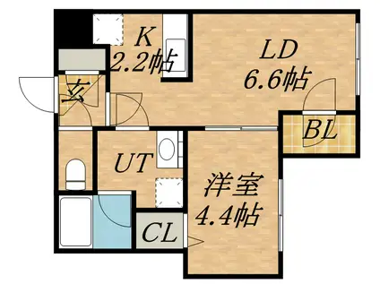 ENCHAN‐THE 環状通東(1DK/3階)の間取り写真