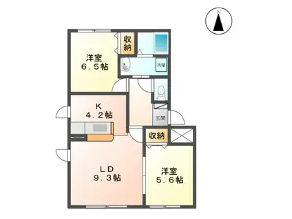 グラン・リヴィエール(2LDK/2階)の間取り写真