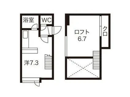 キティハウス(ワンルーム/2階)の間取り写真