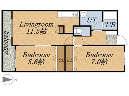 グレイスコート北18条(2LDK/12階)の間取り写真
