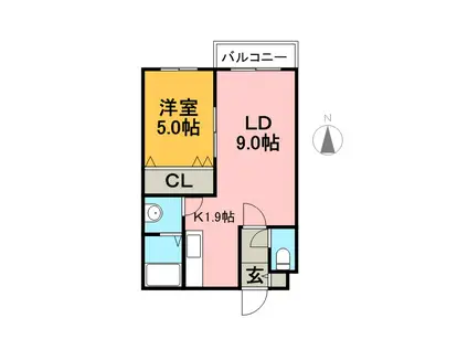 モンターニュ・レーヴ(1LDK/4階)の間取り写真