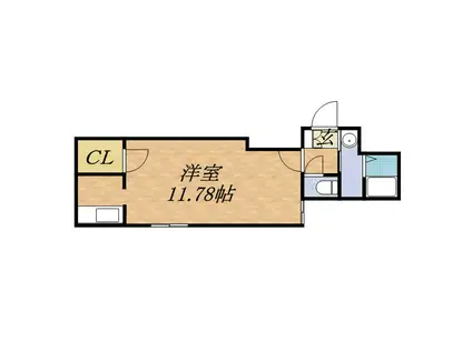 ボヌール17(1K/2階)の間取り写真