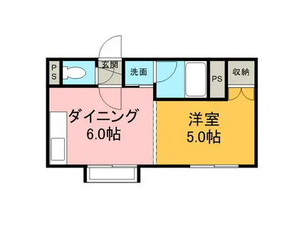 ローヤルハイツN222(1DK/4階)の間取り写真