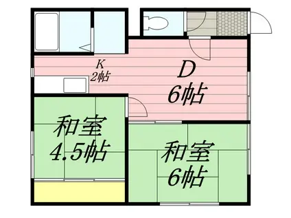 コーポエルム(2DK/2階)の間取り写真