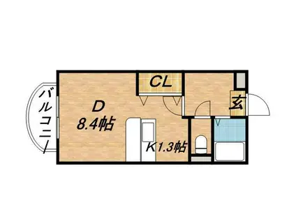 カルフール大通東(1K/2階)の間取り写真